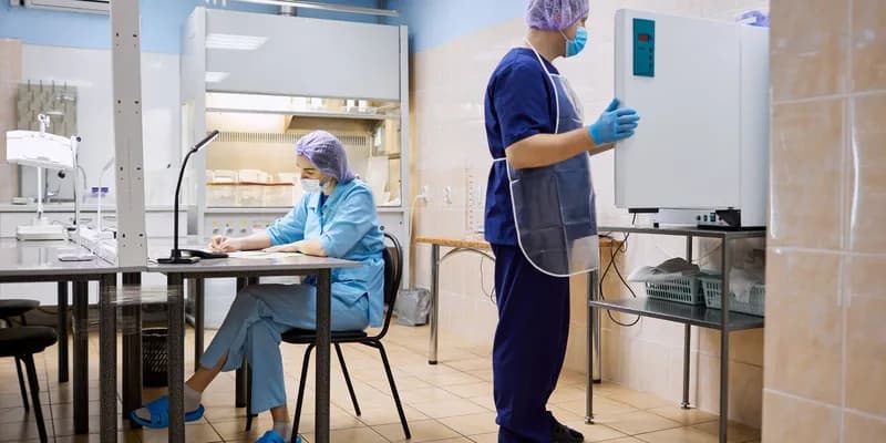 Scientists work in the laboratory