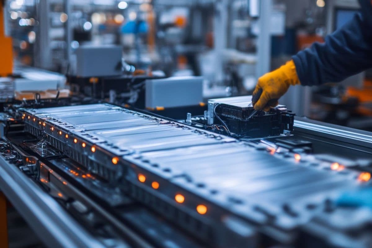Technicians assembling electric vehicles workshop closeup photography industrial environment technical view electric mobility