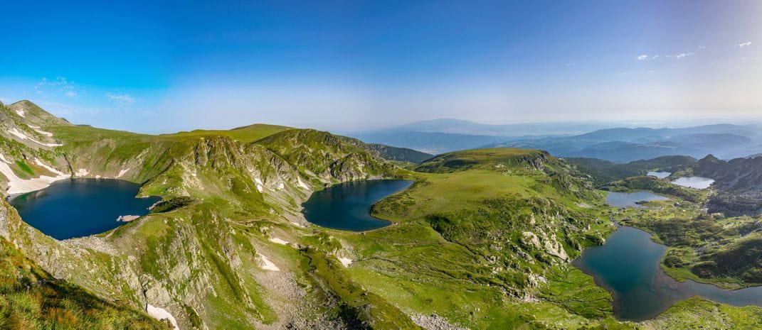 Aerial view of seven rila lakes in Bulgaria