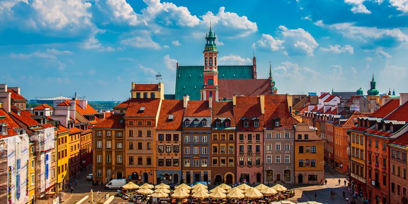 Square in a city in Poland