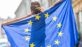 Girl with European flag